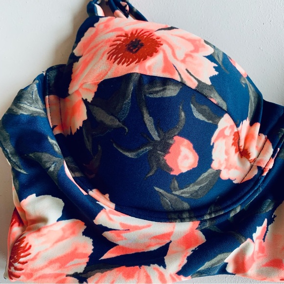 Tori Praver Tropical Floral Bikini Top Longline Swimwear Bikini Top Size Medium - Picture 5 of 8